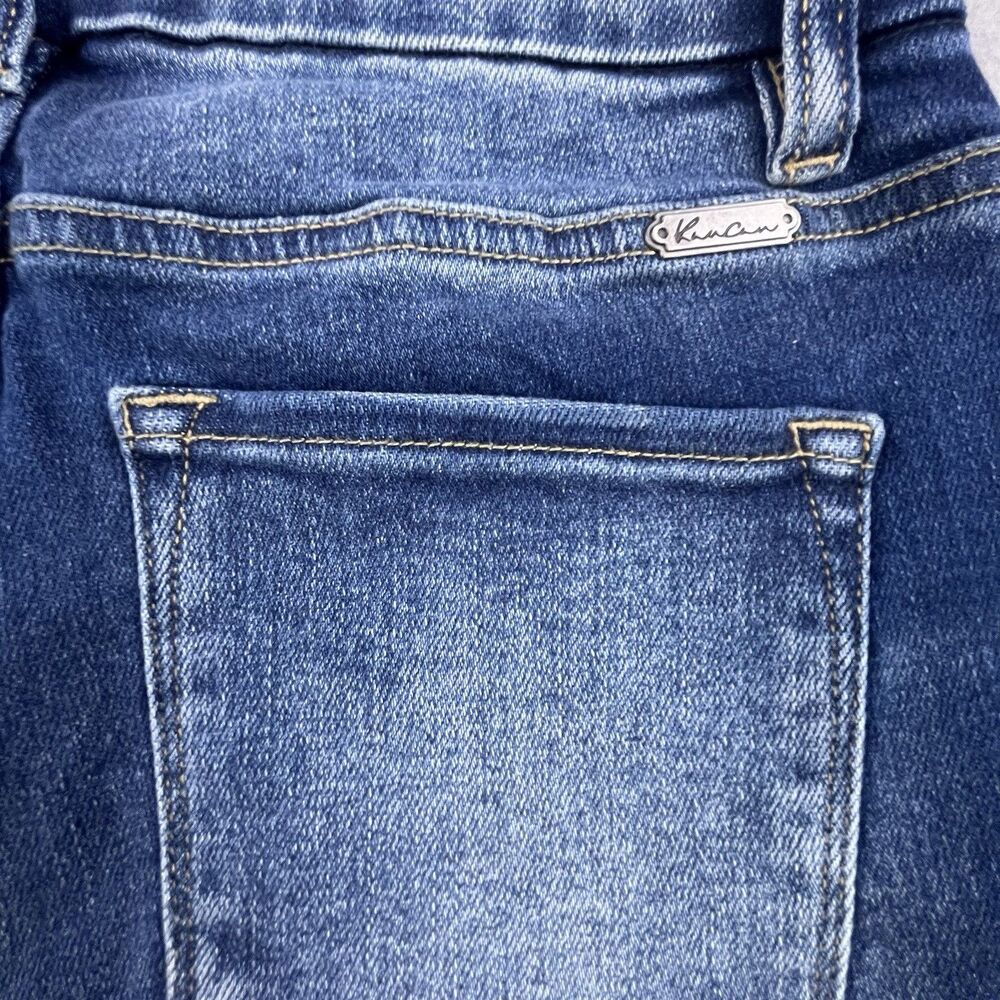 KanCan Kurvy Mid Rise Super Flare Jeans Women 28 Blue Denim Raw Hem Boho Hippie - Picture 10 of 14